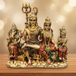 Brass Shiva Parivar murti with Shiva, Parvati, and family
