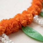VedicTithi 3 Foot Orange Marigold Toran with Ganesh Embossed Leaves, Traditional Indian Door Hanging for Diwali, Weddings, and Home Entrance Decoration