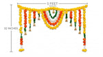 VedicTithi 5-Foot Marigold Toran for Door - Traditional Indian Festival Decor, Artificial Flower Garland with Bells for Diwali, Housewarming, and Entrance Decoration