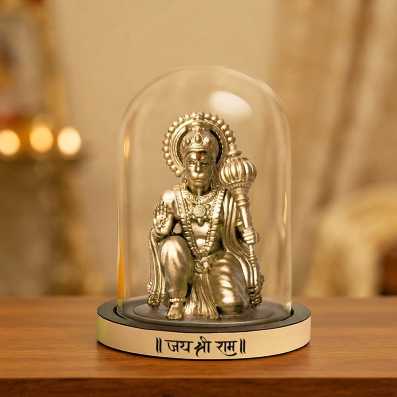 Sankat Mochan Hanuman murti in protective glass dome