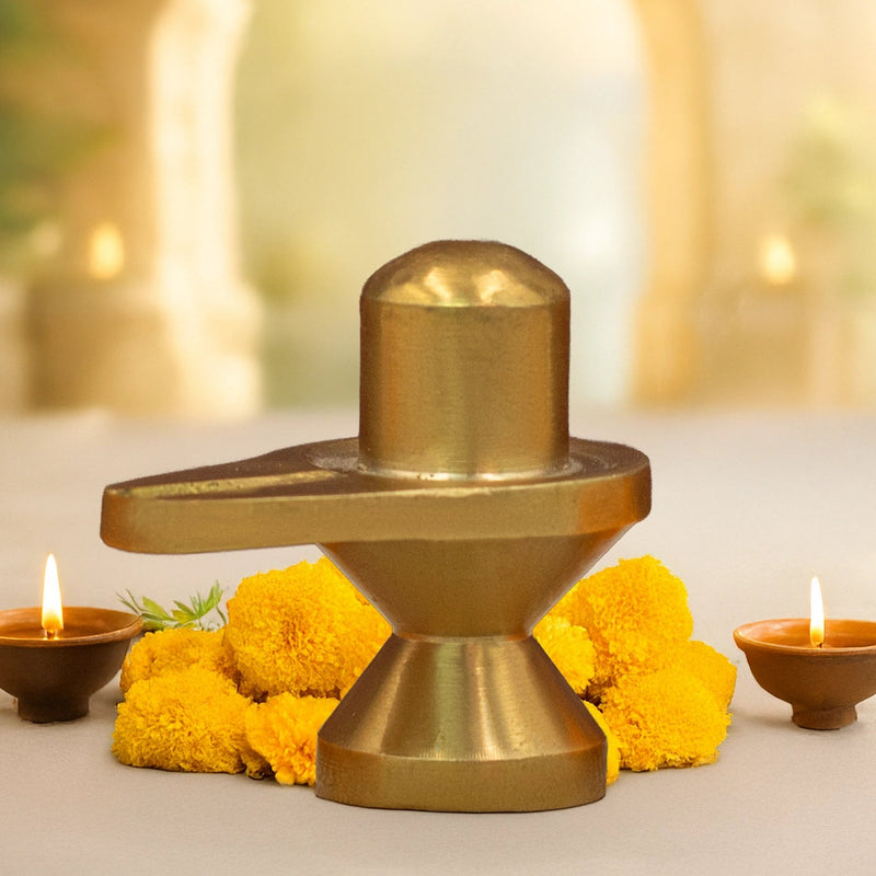 Pure brass Shiva Lingam with brass Nandi base