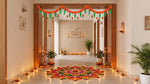 VedicTithi 3 Foot Orange Marigold Toran with Ganesh Embossed Leaves, Traditional Indian Door Hanging for Diwali, Weddings, and Home Entrance Decoration