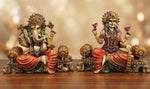 Brass Lakshmi Ganesh idol set, front view