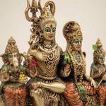 Shiv Parivar Brass Idol - Handcrafted Shiva Family Statue with Ganesha, Parvati, and Kartikeya for Home Temple, Puja Room Decor, and Spiritual Gift (5.5 Inch)