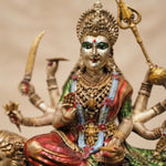 VedicTithi Durga Mata Brass Murti, Handcrafted 8.5-Inch