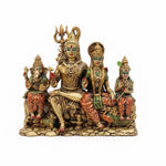 Shiv Parivar Brass Idol - Handcrafted Shiva Family Statue with Ganesha, Parvati, and Kartikeya for Home Temple, Puja Room Decor, and Spiritual Gift (5.5 Inch)