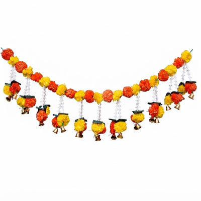 VedicTithi 3-Foot Artificial Marigold Toran for Door, Traditional Indian Festival Decor, Festive Hanging Flower Garland for Diwali, Wedding, and Pooja Room Entrance