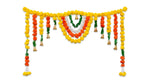 VedicTithi 5-Foot Marigold Toran for Door - Traditional Indian Festival Decor, Artificial Flower Garland with Bells for Diwali, Housewarming, and Entrance Decoration