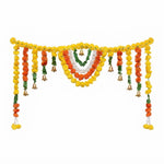 VedicTithi 5-Foot Marigold Toran for Door - Traditional Indian Festival Decor, Artificial Flower Garland with Bells for Diwali, Housewarming, and Entrance Decoration