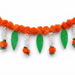 VedicTithi 3 Foot Orange Marigold Toran with Ganesh Embossed Leaves, Traditional Indian Door Hanging for Diwali, Weddings, and Home Entrance Decoration