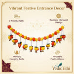 VedicTithi 3-Foot Artificial Marigold Toran for Door, Traditional Indian Festival Decor, Festive Hanging Flower Garland for Diwali, Wedding, and Pooja Room Entrance